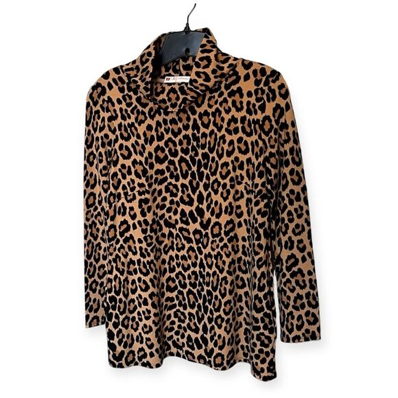 Jude Connally Tan Animal Print Turtle Neck Tunic with Pockets Size XS - Picture 1 of 8